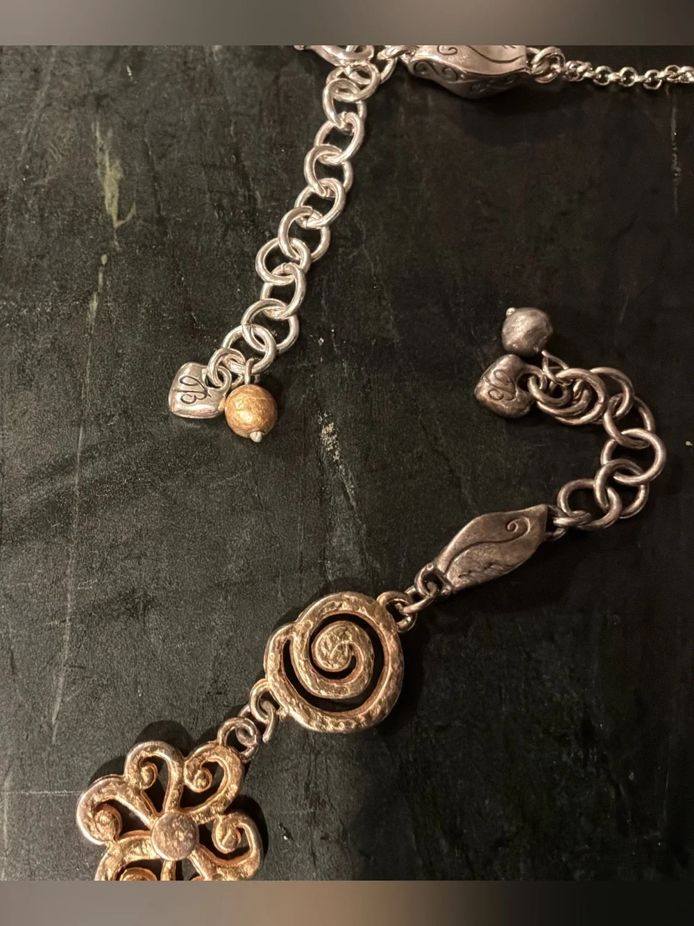 Brighton Two-Tone Floral & Geometric Necklace/Bracelet Set